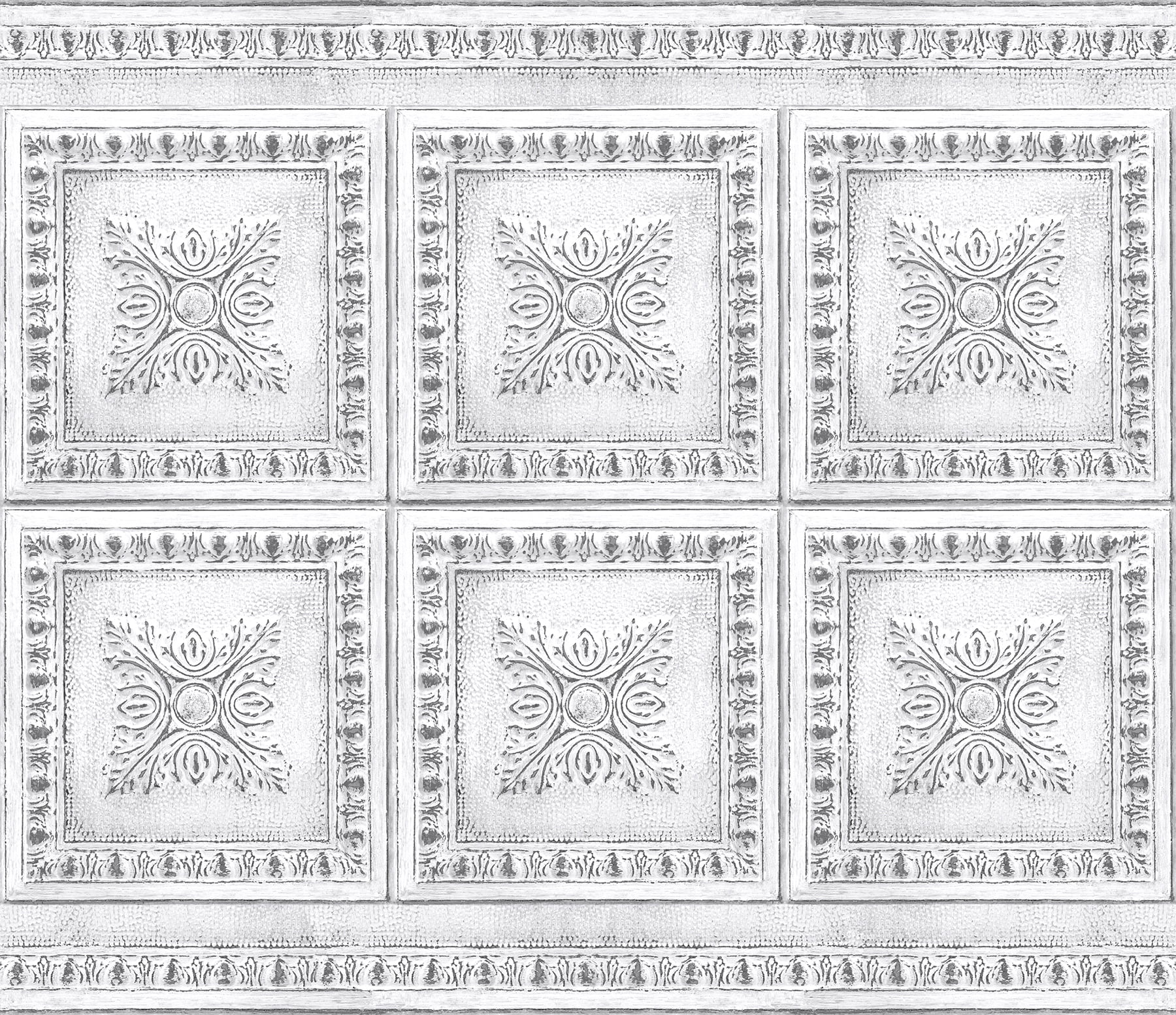 Brewster Home Fashions White Vintage Tin Peel & Stick Backsplash Tile Decal