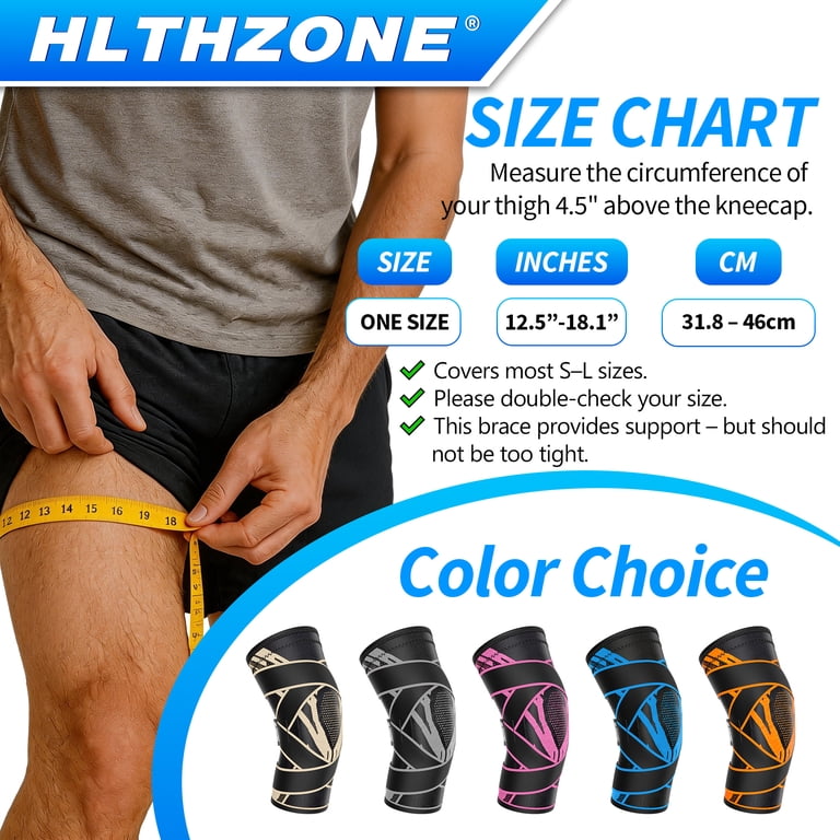 HLTHZONE Knee Brace, 4-Strap Adjustable Compression with Copper photo 2
