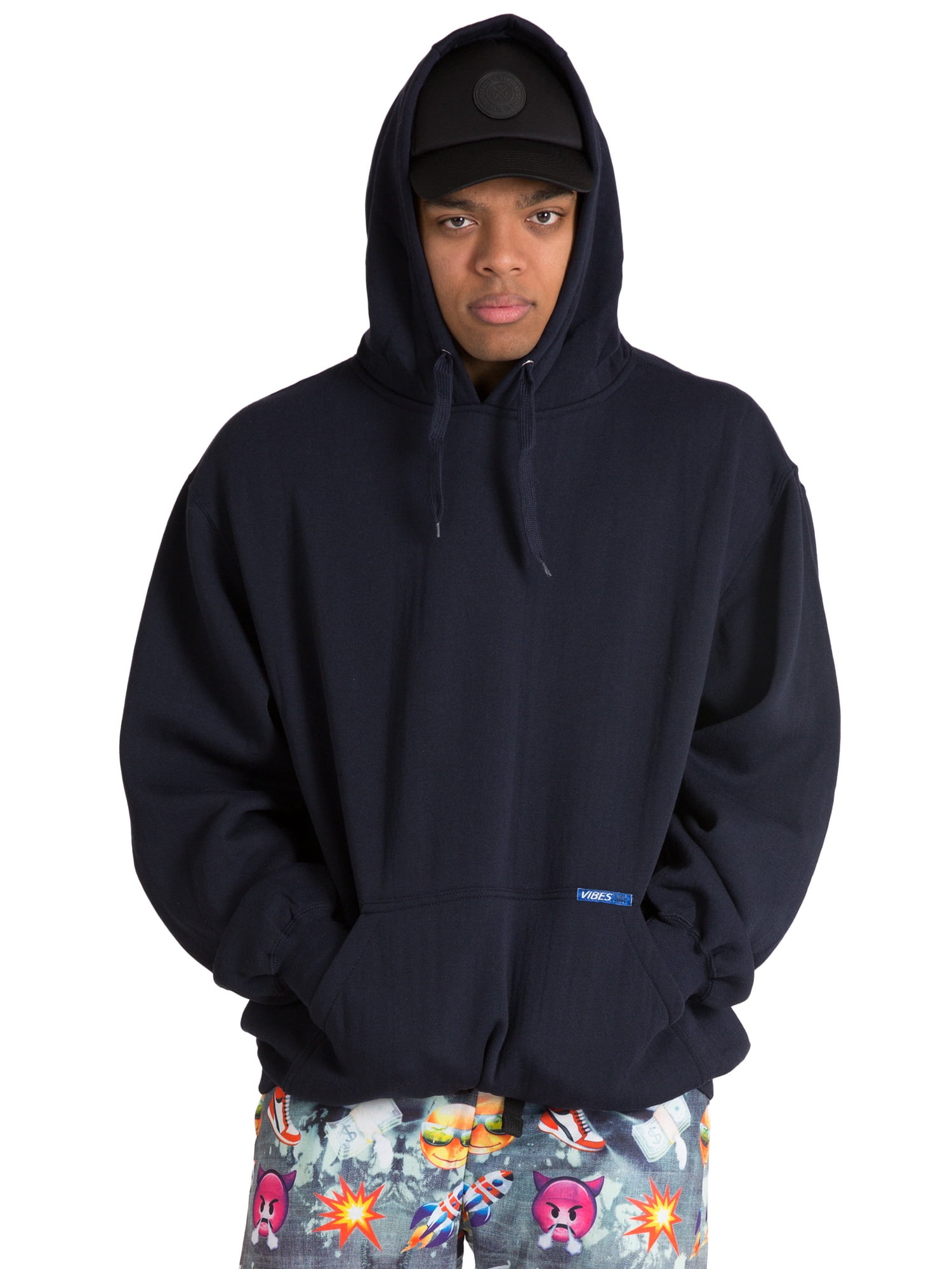 Vibes Man's Fleece Pullover Hoodie Sweatshirt With Kangaroo Pocket