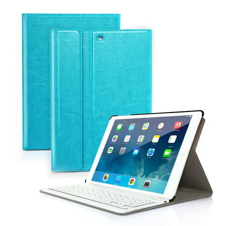 CoastaCloud iPad Air Bluetooth Keyboard Case Cover Holder,Ultrathin Rechargeable Wireless UK Layout Bluetooth Keyboard, PU Leather Case Cover for iPad Air/iPad (Best Ipad Covers Uk)