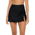thumbnail image 2 of Women's Split Swim Skirt High Waisted Ruched Drawstring Swimuit Bottom with Built-in Panty, 2 of 2