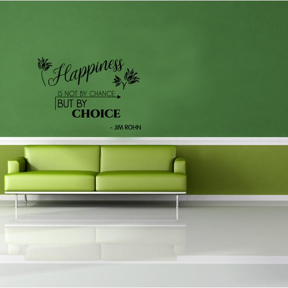 Happiness Is Not By Chance Quote Positive Life Motivation Inspiration Quotes Saying Wall Art Sticker Designs Vinyl Stickers For Home House Walls Rooms Windows Bedroom Decoration Size (35x40 inch)