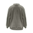 thumbnail image 5 of Women's Quarter Zip Plush Fleece Sweatshirt, Plus Size Oversized Long Sleeve Pullover Top with Soft Solid Color Design for Winter Warmth, Casual Comfort Wear and Street Fashion Grey XXL, 5 of 5
