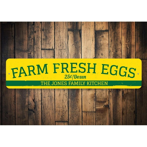 Farm Fresh Eggs Novelty Sign, Metal Wall Decor - 4x18 inches