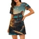 thumbnail image 1 of Easygdp Cool Cat Driving Sunset Camisón de manga corta para mujer, informal, estampado, 1 of 6