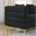 thumbnail image 5 of 2-Piece 3-Seater Black Teddy Fabric Sofa Set – Streamline Modern Living Room Furniture with Gold Metal Legs, 5 of 14