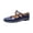 Blue, variant on Women's Mary Jane Flats Retro Round Toe Soft Ballet Flats Comfort Double Line Strap Slip On Wedding Dressy Flats Walking Shoes Brown 9 Wide