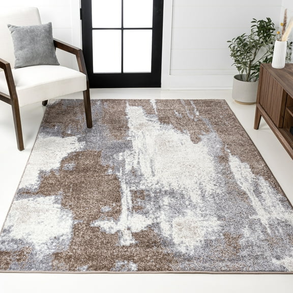 JONATHAN Y SUPERSOFT 5 x 8 Area Rug, Zoe Bohemian Abstract Marble - Brown/Cream, SEU302B-5