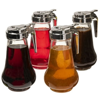 Maple Tapper Glass Maple Syrup Bottles Jars (Set of 3) with (6) Self-Sealing Caps – Reusable Leaf Shaped, Food Grade Canning Bottles 250 mL, 8.4 oz