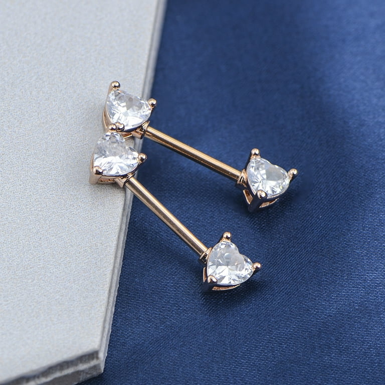CHARMONLINE 14G Opal Flower Heart Nipple Barbell Nipple Ring Piercing  Jewelry for Women…