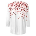 thumbnail image 4 of Heart 3/4 Sleeve Tshirts Womens Plus Size Valentines Tops Cute Holiday Print Tee Basic Tunic Shirts, 4 of 5