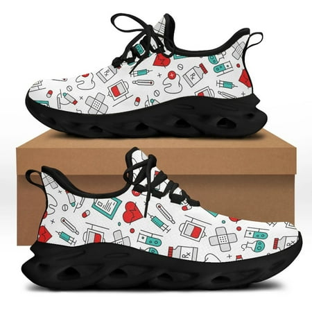 

Spring Autumn Nurse Doctor Pattern Woman Flats Lace Up Sneaker Free Platform Shoes for Women Sneakers Footwear Casual