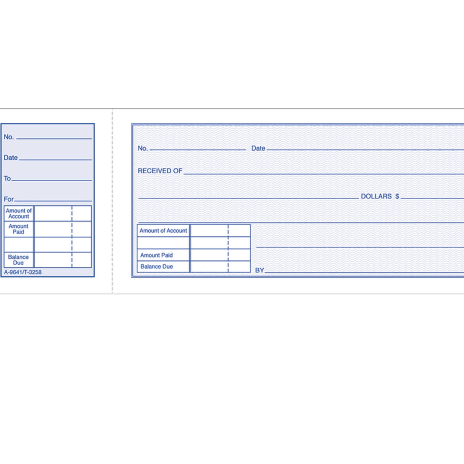 Adams Money Receipt Book With Stub 5 15/16in. x 2 3/4in.