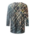 thumbnail image 5 of HKEJIAOI Blouse d'Été à Col Rond Imprimé Floral à Manches 3/4 pour Femmes, 5 of 5