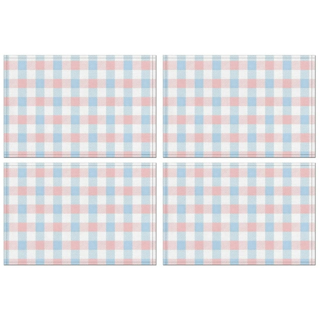Ensemble de 4 Napperons à Carreaux Rouges Vichy d'Été pour Pique-Nique BBQ, Tapis de Table pour Fêtes et Décorations de Table de Noël - Carreaux Rouges