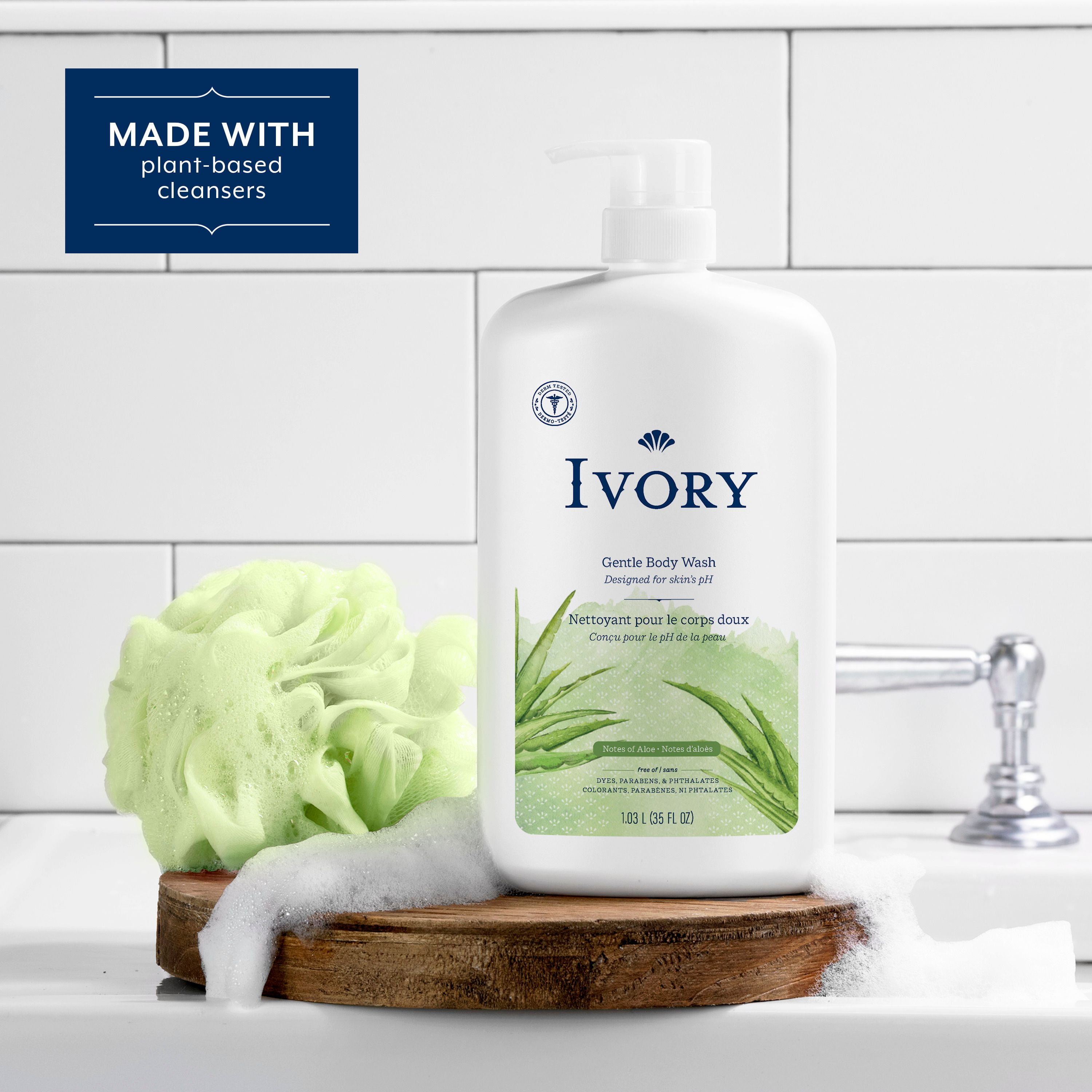 Ivory Gentle Body Wash, Notes of Aloe, 1035ML