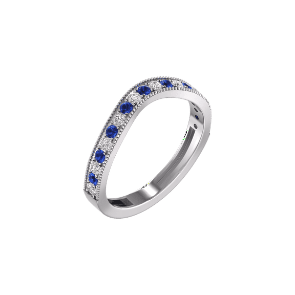 Pure Elegance 0.13CT Sapphire and Moissanite Stackable Ring in 18KT Gold Over Sterling Silver