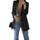 thumbnail image 2 of Traje de cárdigan para mujer, trajes casuales, chaqueta de trabajo ligera con solapa, elegante, abierta y holgada. Negro 3XL, 2 of 8