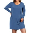 thumbnail image 2 of Pajamas Nightdress for Women Plus Size Pullover Nightgown Fashion Long Sleeve Sleepwear Dress, 2 of 7