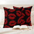 thumbnail image 3 of Red Lips Outdoor Waterproof Pillow Covers, Modern Abstract Romantic Texture Aesthetic Decorative Square Throw Pillowcase Sofa Cushion Sham for Patio/Couch/Chair, 24"x24" 2 Pack, 3 of 8