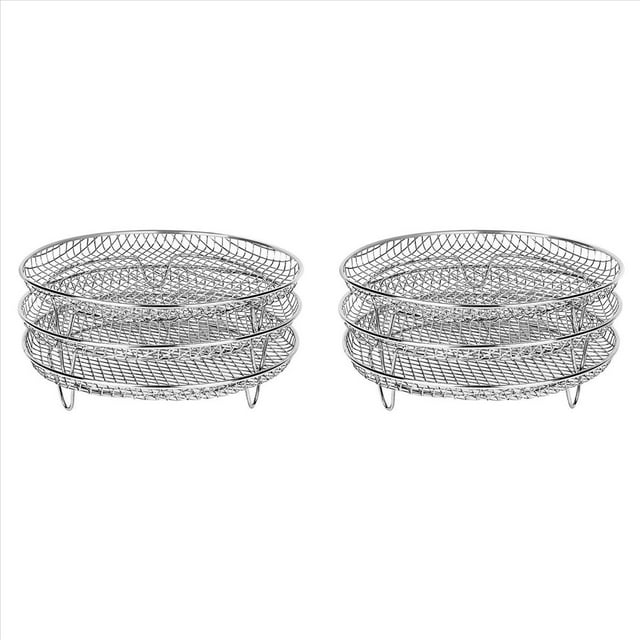 2X Rejilla para Freidora de Aire de 8 Pulgadas y 3 Rejilla Apilable Rejilla para Asar Rejilla Redonda de Acero Inoxidable para el Hogar Cocina Horno Cocina