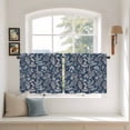 thumbnail image 3 of Dandelion Tier Curtains, Navy Blue Flowers Modern Minimalist Spring Light Filtering Kitchen Curtains, 2Pcs Rod Pocket Half Window Treatments Panels for Sink Cafe Cabinet Camper 27.5x36 Inches, 3 of 9