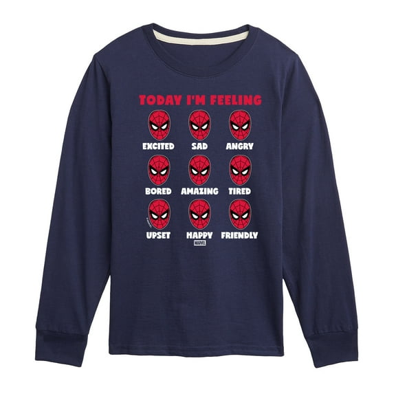 Spider-Man - Today Im Feeling Moods - Youth Boys Long Sleeve Graphic T-Shirt