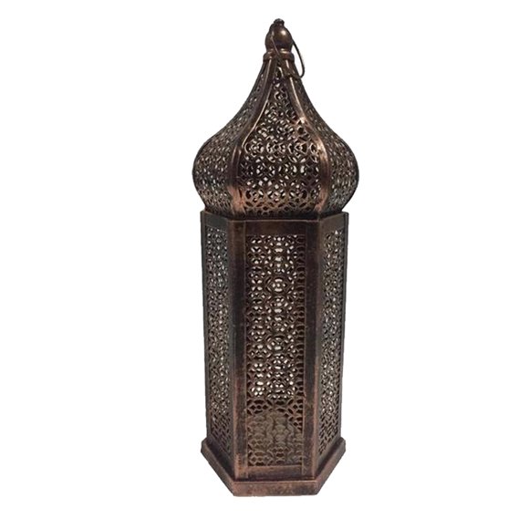 Thinsony Table Light Outdoor Hollow Hanging Lantern Decorative Night Lamp Household Bedroom Living Room Ornament Battery Operated Bronze Small