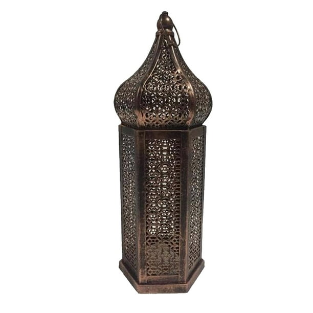 Cateissary Luz de para exteriores, linterna hueca, lámpara de noche de hierro, decoración de adorno para el hogar, dormitorio, sala de estar, Iluminación novedosa Bronce Pequeña