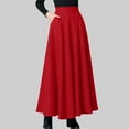 thumbnail image 2 of Juosiy Women Plus Size Elegant Mid Length A Line Skirt High Waist Large Swing Pleated Skirt with Pockets, 2 of 9