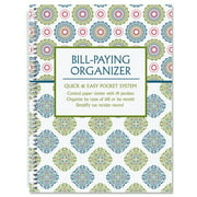Fresh Patterns Bill Paying Organizer - Spiral account book, 9" by 12 inch, 14 Pockets, Receipt Storage
