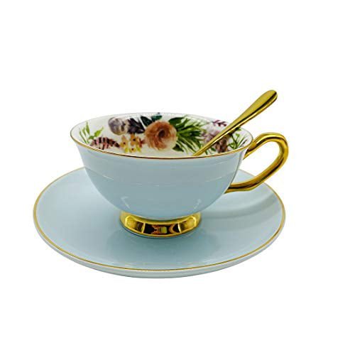 England Royal Porcelain Coffee Set Artvigor 12-Pieces New Bone China Cup & Saucer & Spoon British Royal Tea Coffee Set 