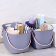 thumbnail image 4 of Cesta de baño de mano de plástico | Organizador de almacenamiento rectangular con asa de bloque de color | Diseño de drenaje multiuso para viajes de cocina de baño | Gran capacidad | 27x18x17cm, 4 of 6
