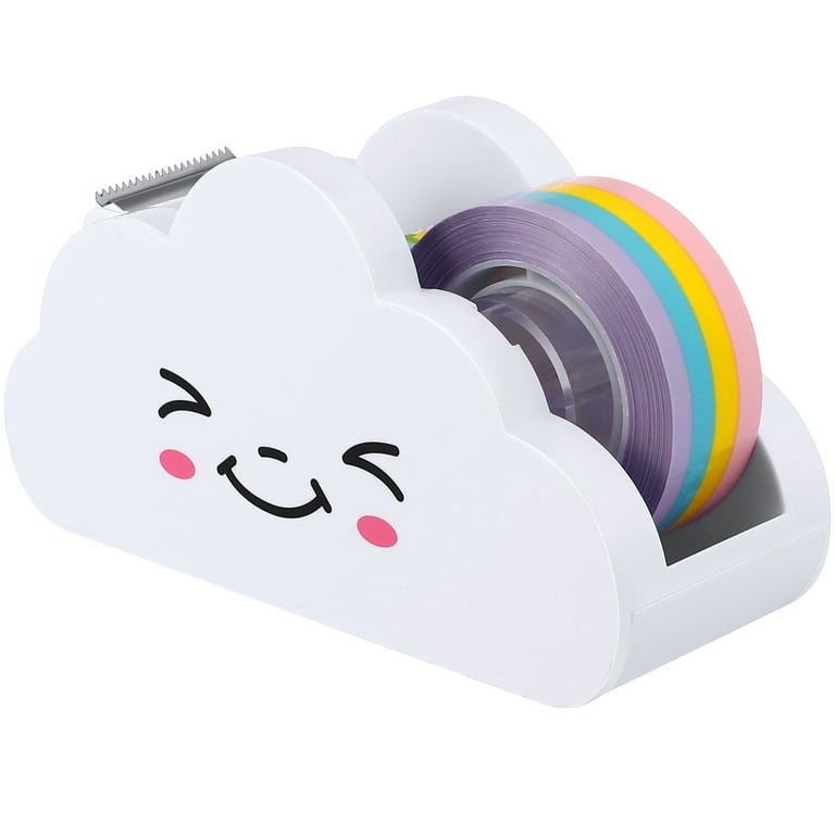 Cartoon Cloud Tape Dispenser with Rainbow Tape School Office Stationery Supply, Size: 11.3x6.1cm