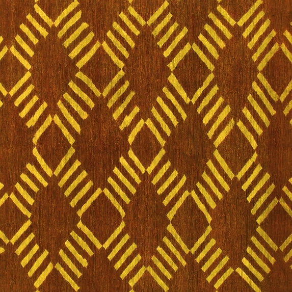 Ahgly Company Indoor Square Abstract Yellow Modern Area Rugs, 8' Square