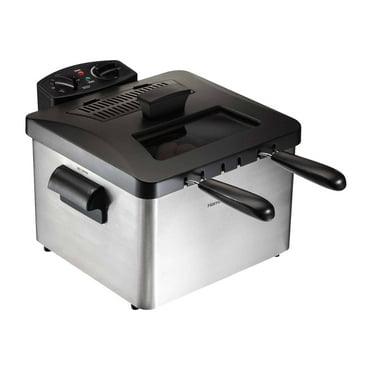 Hamilton Beach Professional-Style Deep Fryer with 2 Frying Baskets, 4.7 Quart or 19 Cup Oil Capacity, Lid with View Window, Stainless Steel, 35036