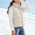 thumbnail image 6 of vokkrv Kids Solid Color Zip Up Sleeveless Jacket, Wind Resistant Warm Casual Outerwear, Fashion Daily Coat for Boys Girls Winter Outdoor Activities White 7-8 Years, 6 of 7