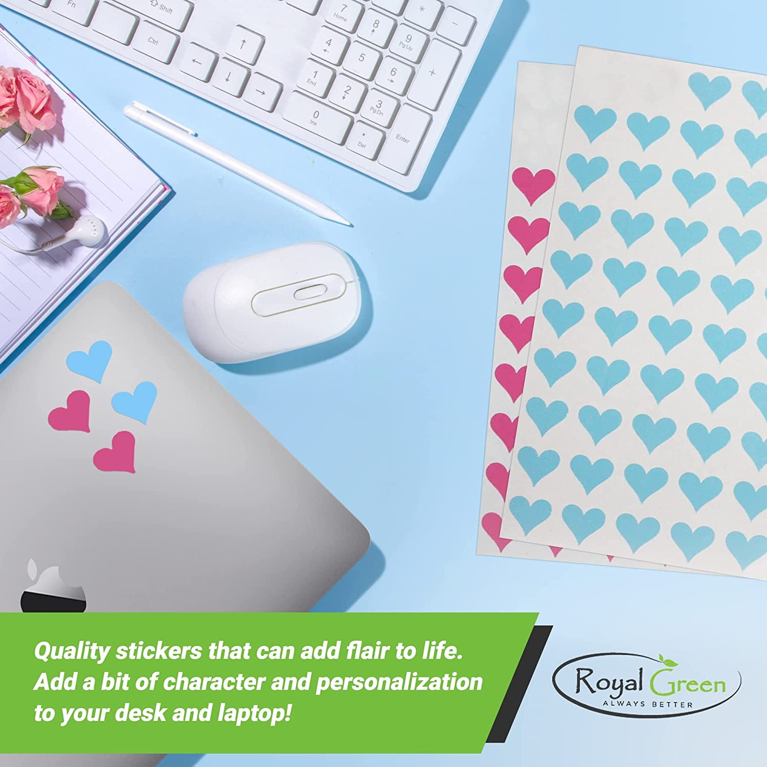 1/2 inch (0.50)  Heart Sticker Bulk Labels Sheets DIY Scrapbooking Stickers for Valentine's Day, Stationery, Arts & Crafts 13mm, 7560-Pack (Black)v by Royal Green