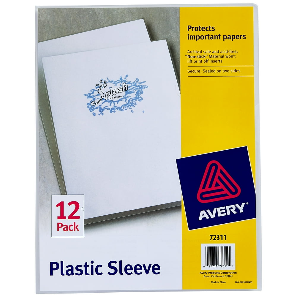 Avery Plastic Document Sleeves, 12 Clear Sleeves (72311)