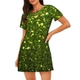 thumbnail image 1 of Sikiie Chemise de Nuit à Manches Courtes Imprimé Pailleté Vert pour Femmes, Col Rond, Pyjama d'Été pour la Maison, 1 of 6