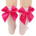 thumbnail image 2 of Chaussettes en Résille pour Femmes Chaussettes Hautes en Maille avec Noeud en Satin, 2 of 6
