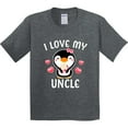 thumbnail image 3 of Inktastic I Love My Uncle with Cute Penguin and Hearts Youth T-Shirt, 3 of 5