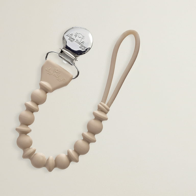 ペッピープレッピー Itzy Ritzy Silicone Pacifier Clip with Beaded Strap in Toast