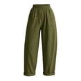 thumbnail image 5 of Horkkom Pants for Women Solid Color Elastic Waist Pants Casual Loose Pleated Pants with Pockets XXL, 5 of 7