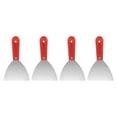 thumbnail image 1 of Uxcell Lot de 4 Couteau à Pâte Largeur 5 Pouces Lame en Acier au Carbone Spatule pour Réparation de Cloison Sèche, Rouge, 1 of 7