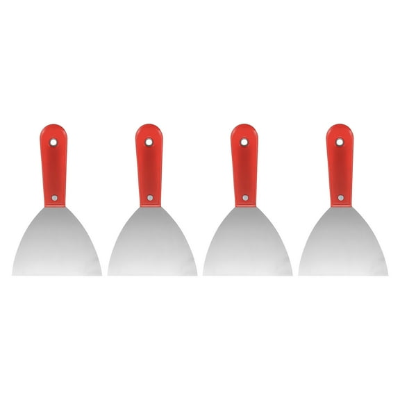 Uxcell 4packs Putty Knife 5" Width Carbon Steel Blade Spatula for Drywall Repair, Red