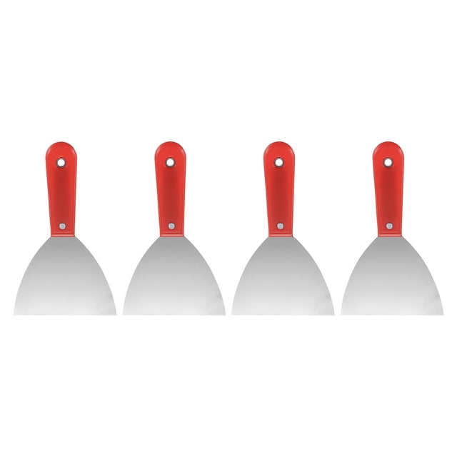 Uxcell Lot de 4 Couteau à Pâte Largeur 5 Pouces Lame en Acier au Carbone Spatule pour Réparation de Cloison Sèche, Rouge