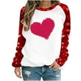 thumbnail image 1 of VALMASS Chandails en Molleton à Col Rond pour Femmes de la Saint-Valentin Manches Raglan Hauts Décontractés Mode Imprimé Cœur Blouses (TG, H Rouge), 1 of 4