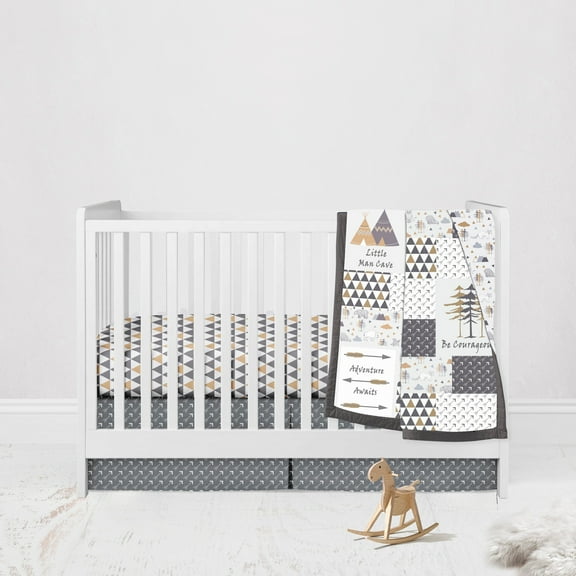 Bacati - Woodlands 3 Piece Crib Bedding Set Beige/Grey Unisex