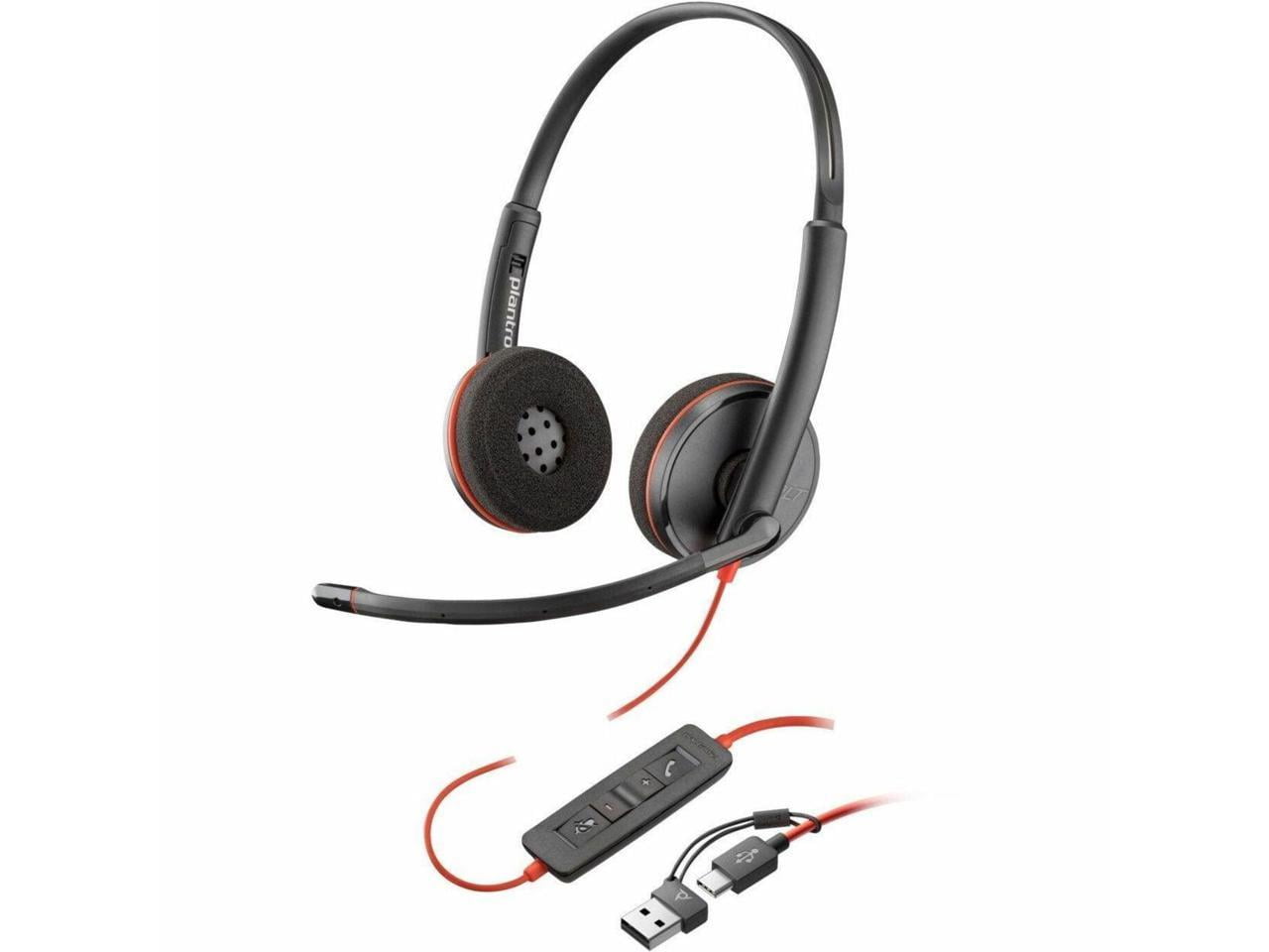 Poly Blackwire 3220 Stereo USB-C Headset +USB-C/A Adapter - Stereo - USB Type C, Mini-phone (3.5mm) - Wired - 32 Ohm - 20 Hz to 20 kHz - On-ear, Over-the-head - Binaural - Supra-aural - 5.20 ft Cab...